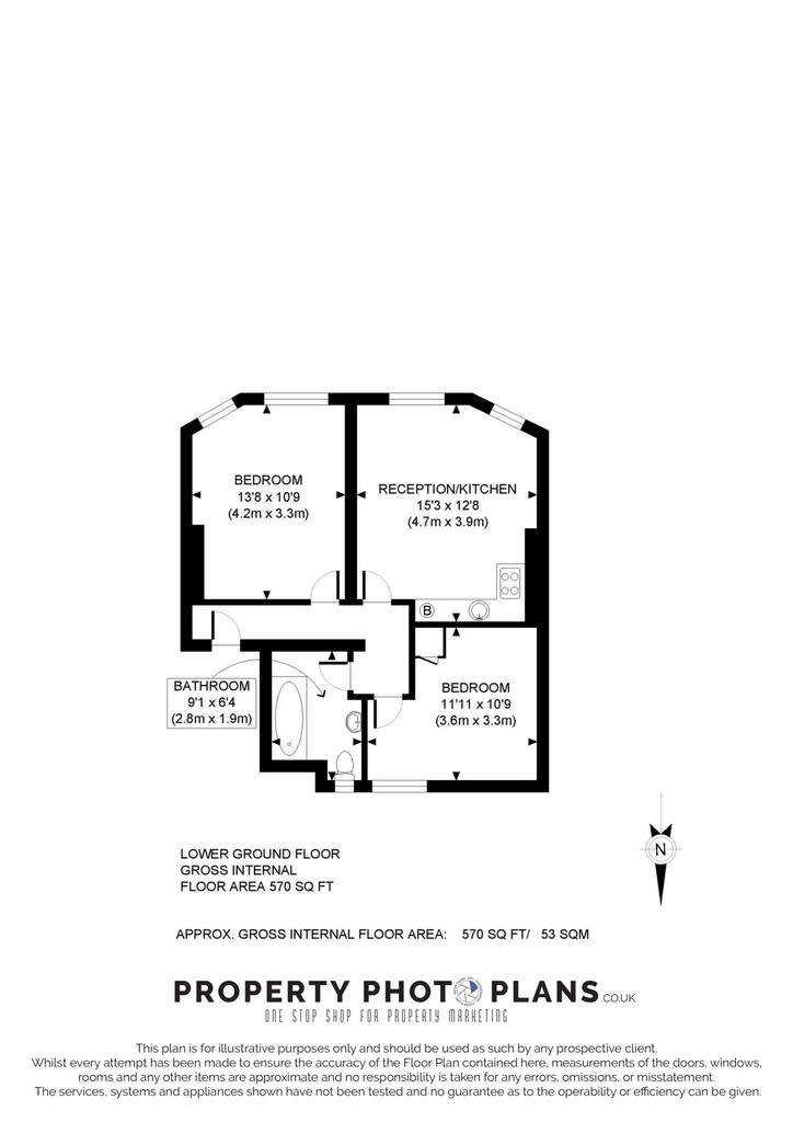 2 bedroom flat to rent - floorplan