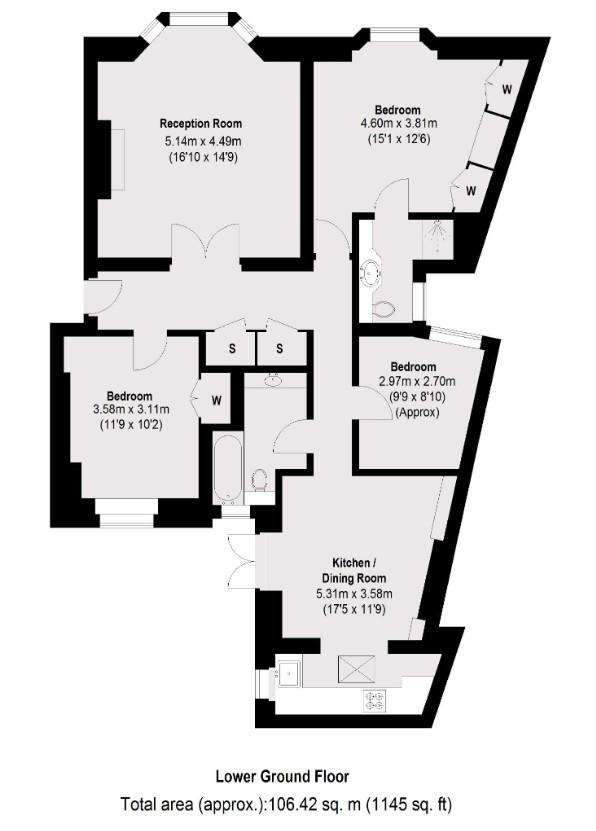 3 bedroom flat to rent - floorplan