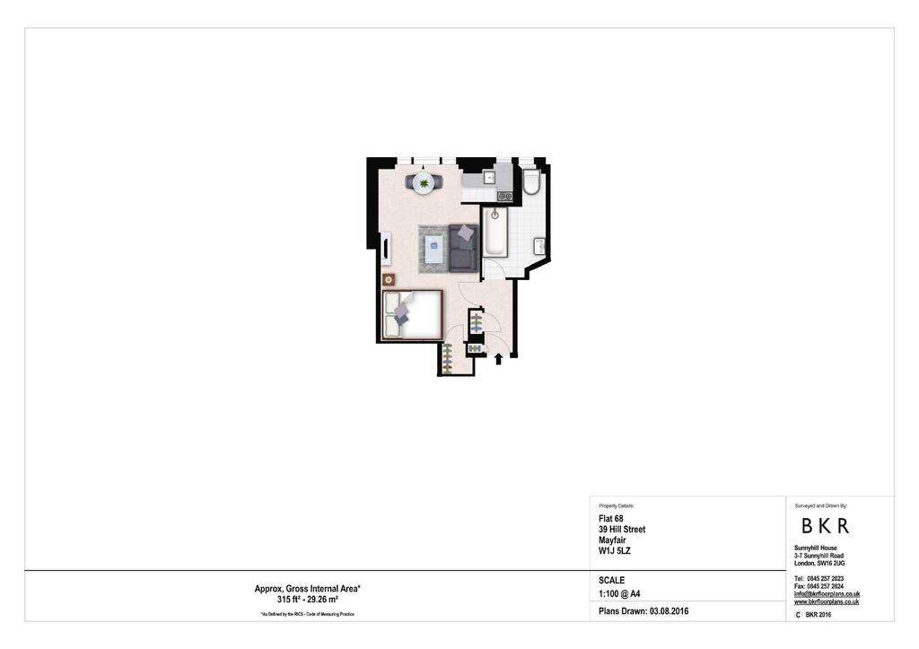 Studio flat to rent - floorplan