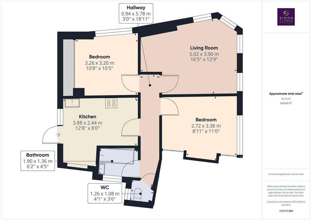 2 bedroom flat to rent - floorplan