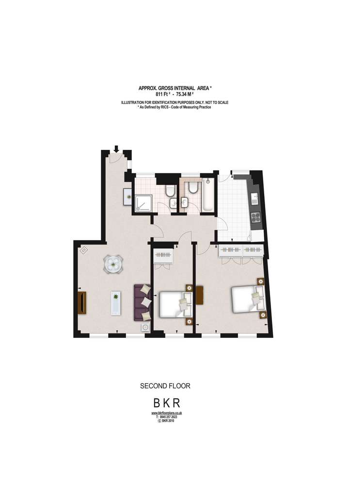 2 bedroom flat to rent - floorplan