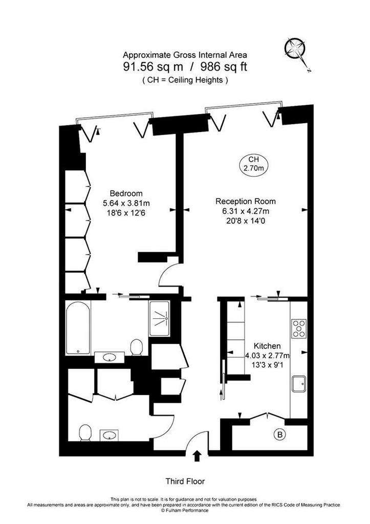 1 bedroom flat to rent - floorplan