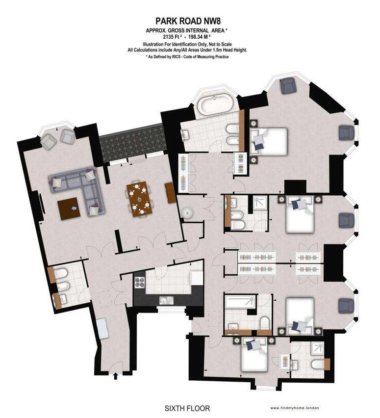 4 bedroom penthouse apartment to rent - floorplan