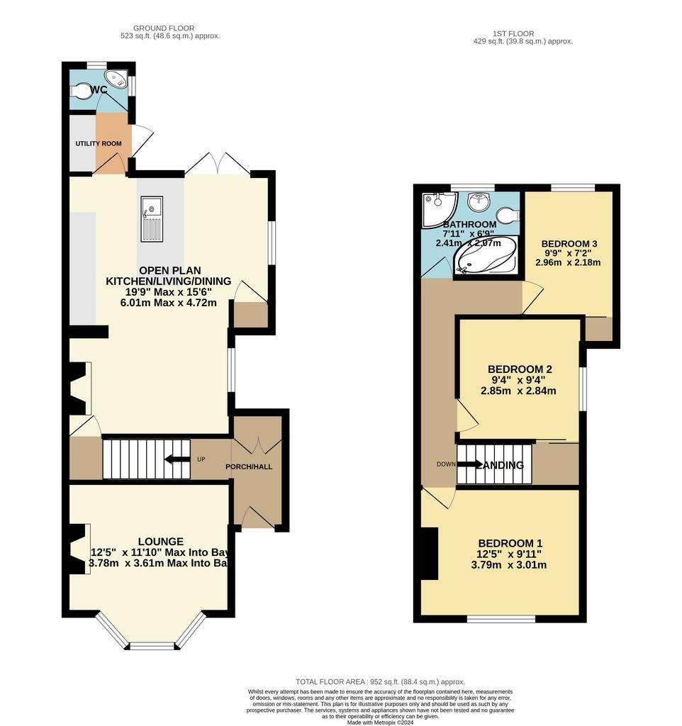 3 bedroom semi-detached house for sale - floorplan