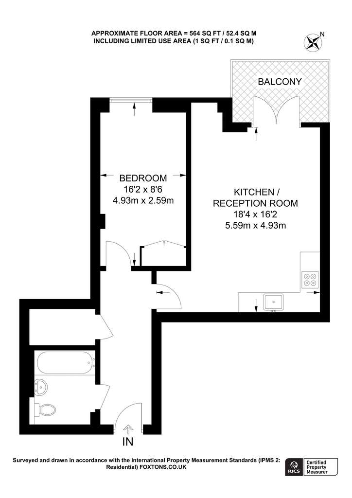 1 bedroom flat to rent - floorplan