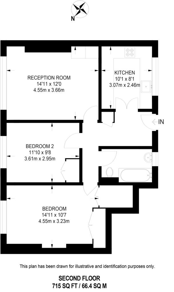 2 bedroom flat to rent - floorplan