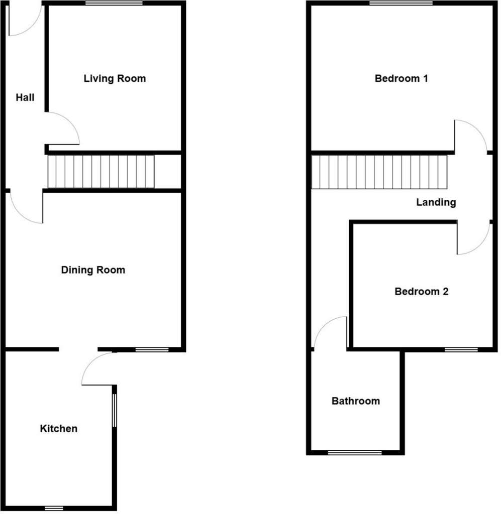 2 bedroom terraced house to rent - floorplan