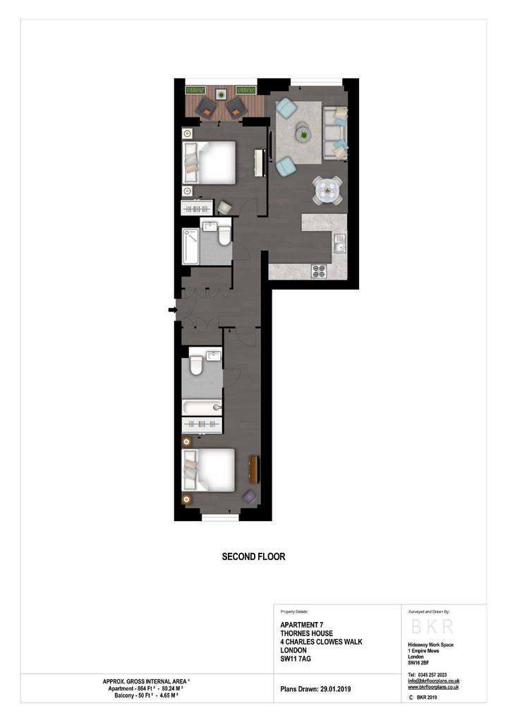 2 bedroom flat to rent - floorplan