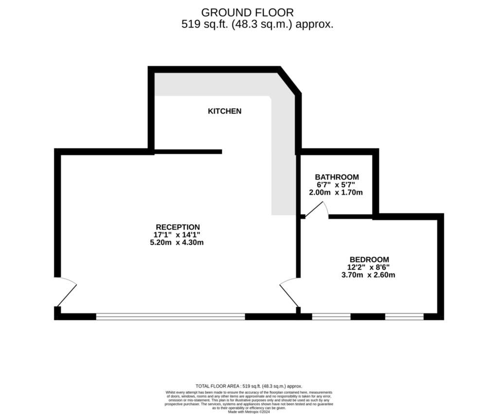 1 bedroom flat to rent - floorplan