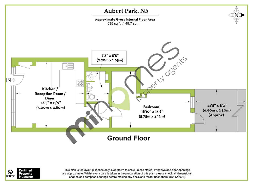 1 bedroom flat to rent - floorplan