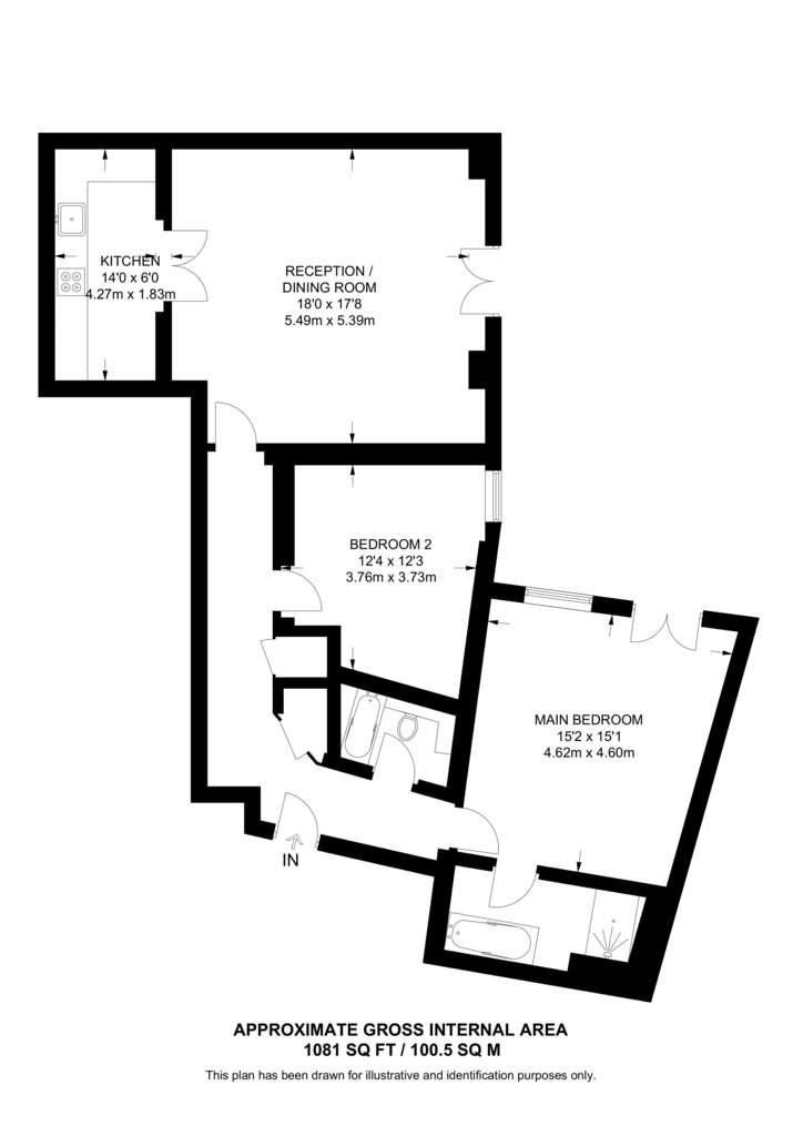 2 bedroom flat to rent - floorplan