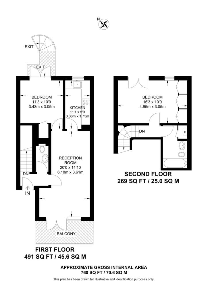 2 bedroom flat to rent - floorplan