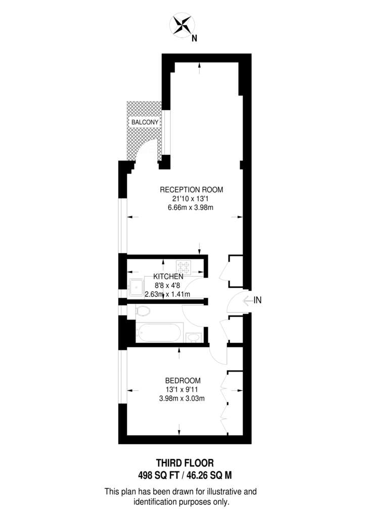 1 bedroom flat to rent - floorplan