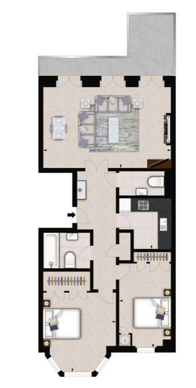 2 bedroom flat to rent - floorplan