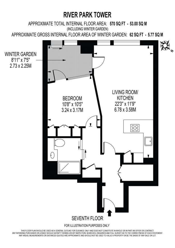 1 bedroom flat to rent - floorplan