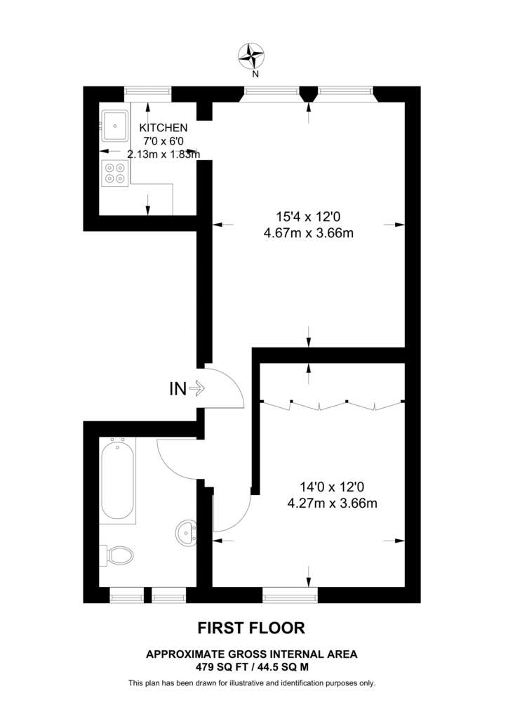 1 bedroom flat to rent - floorplan