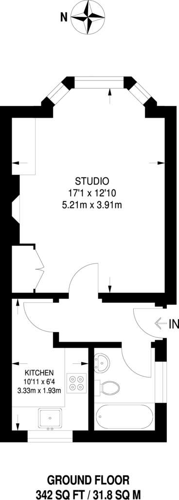 Studio flat to rent - floorplan