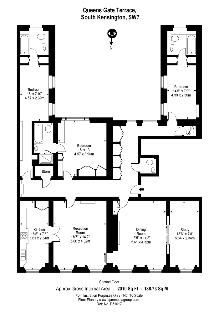 3 bedroom flat to rent - floorplan