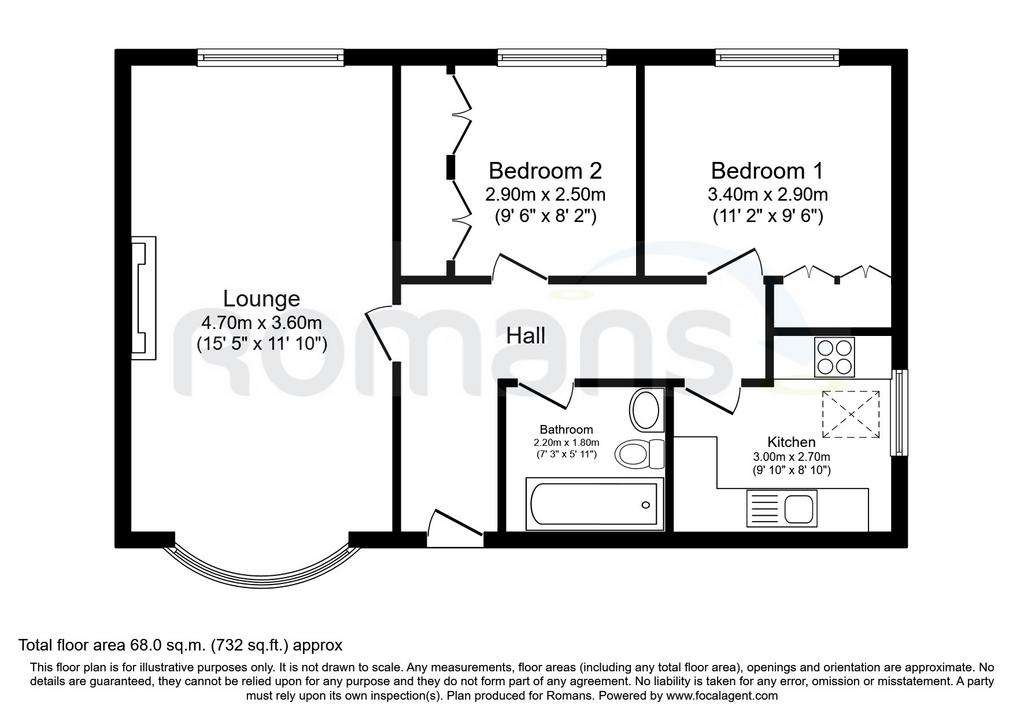 2 bedroom flat to rent - floorplan