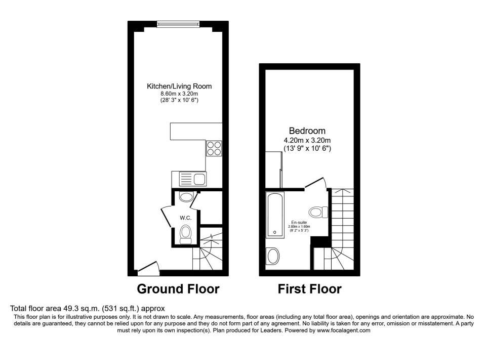 1 bedroom flat to rent - floorplan