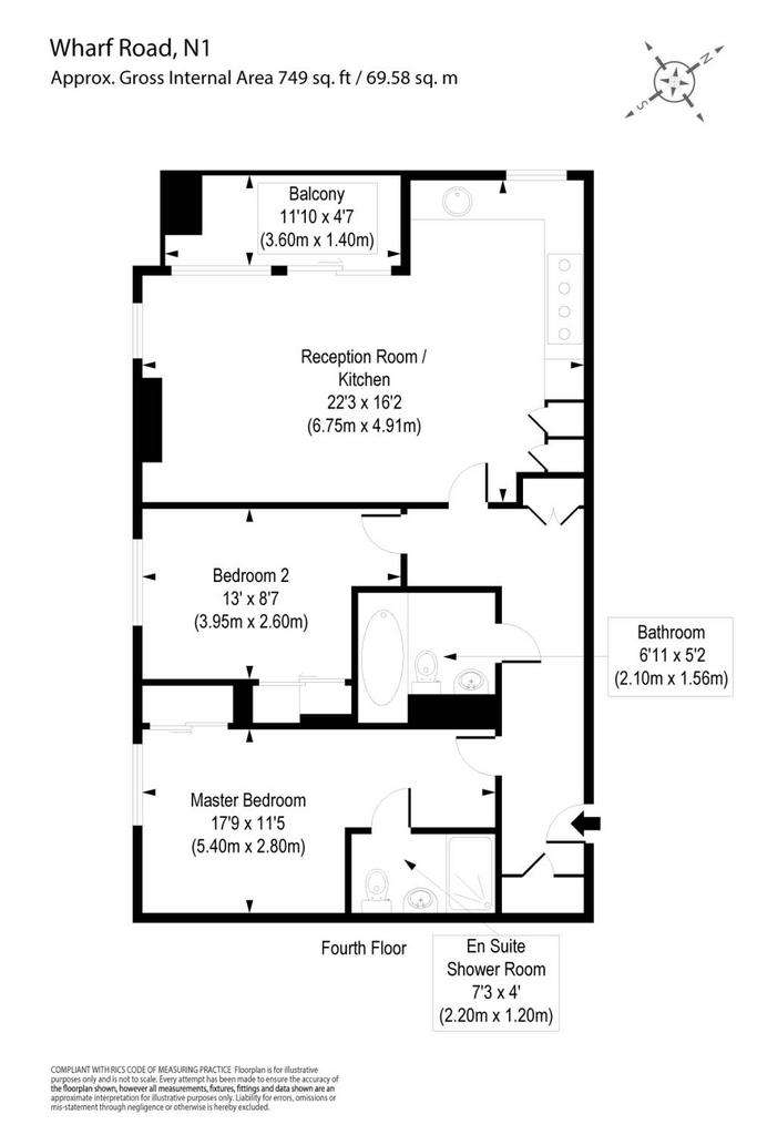 2 bedroom flat to rent - floorplan