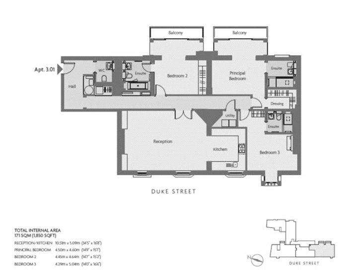 3 bedroom flat to rent - floorplan