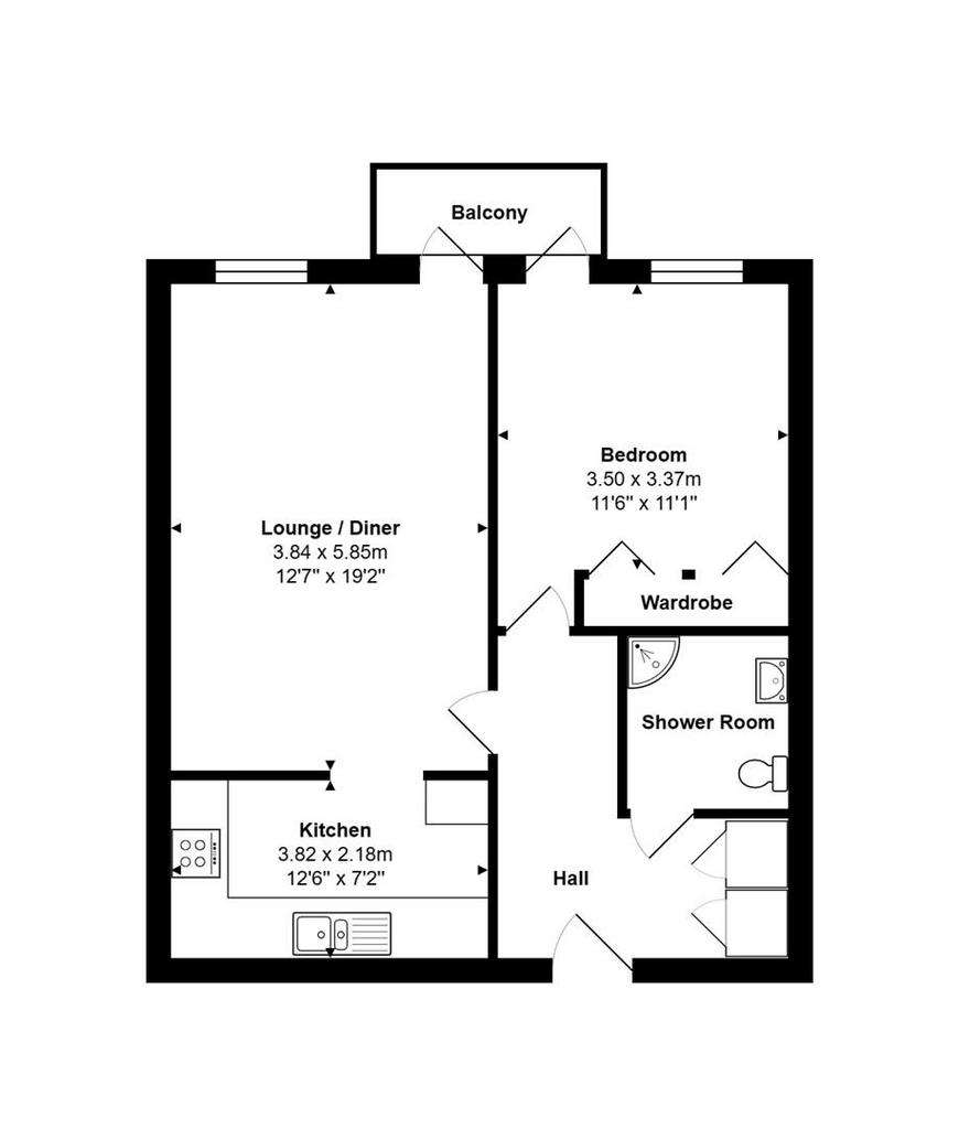 1 bedroom flat to rent - floorplan