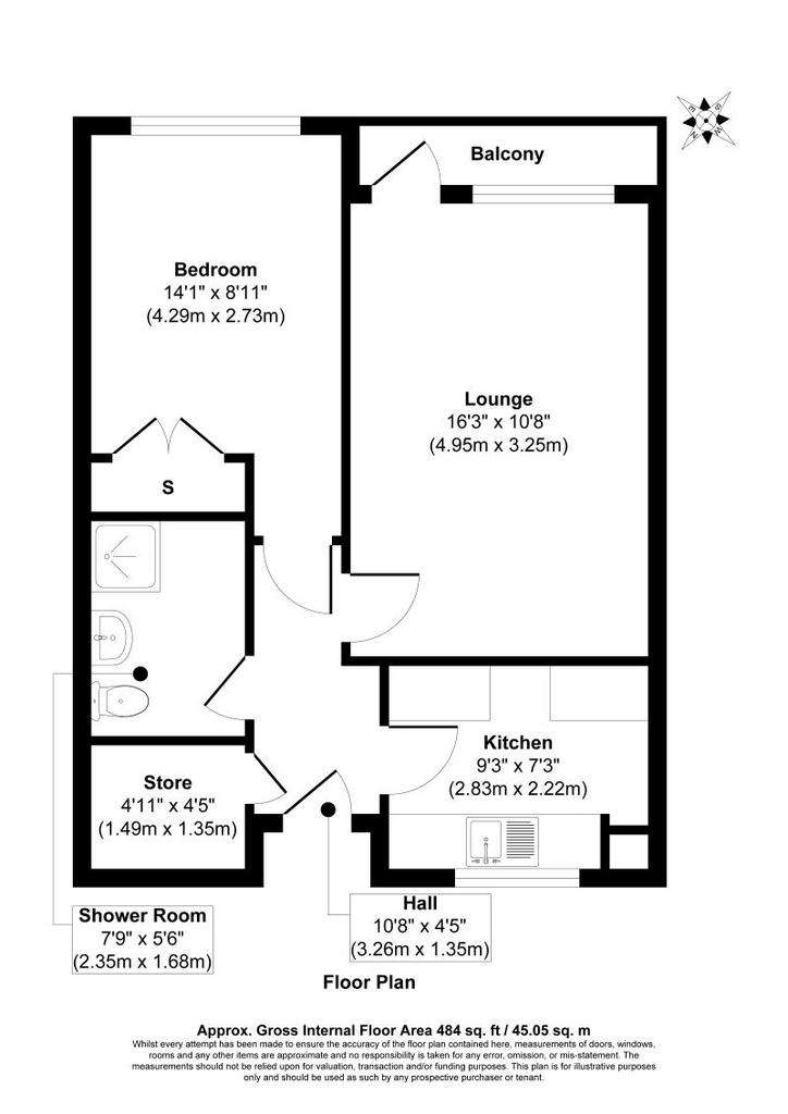 1 bedroom flat for sale - floorplan