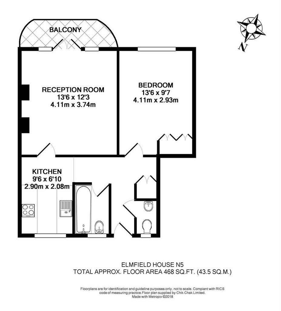 1 bedroom flat to rent - floorplan