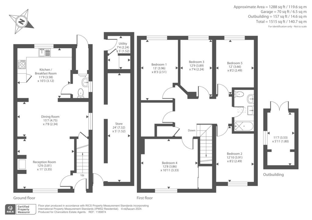 5 bedroom end of terrace house for sale - floorplan