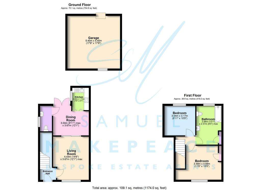 2 bedroom terraced house for sale - floorplan