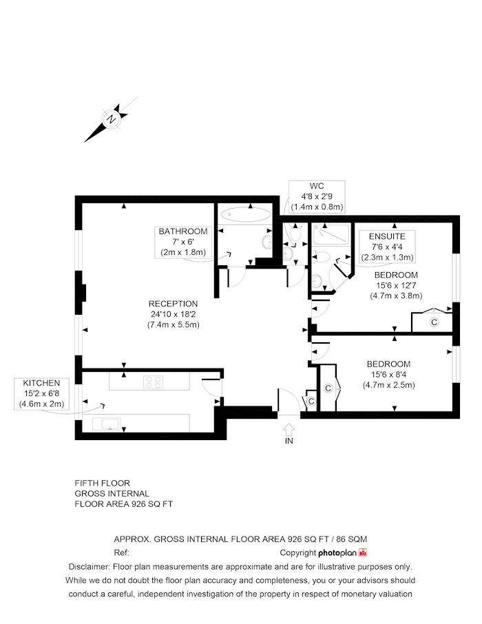 2 bedroom flat to rent - floorplan