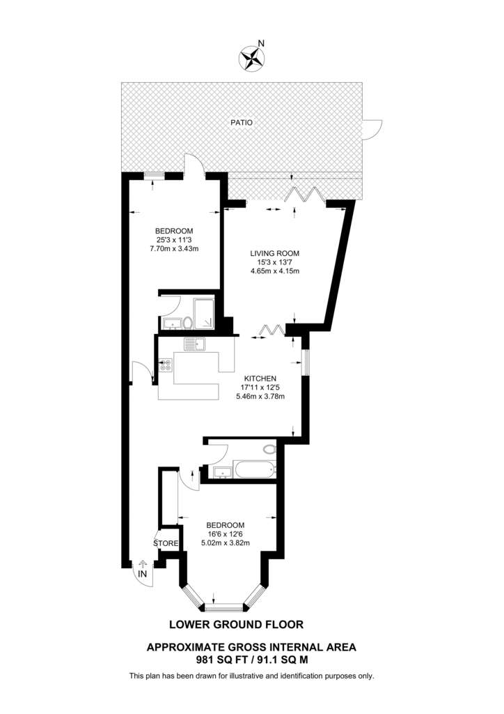 3 bedroom flat to rent - floorplan