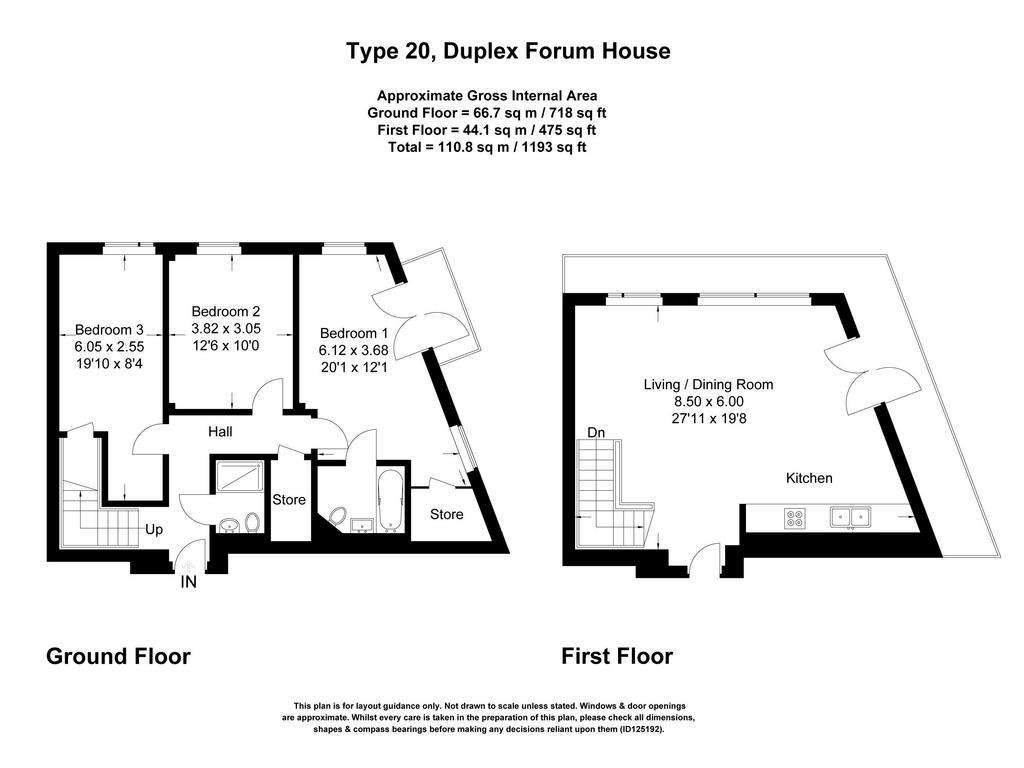 3 bedroom duplex apartment to rent - floorplan