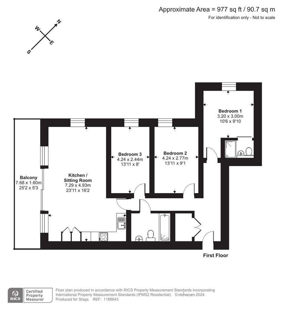 3 bedroom flat for sale - floorplan