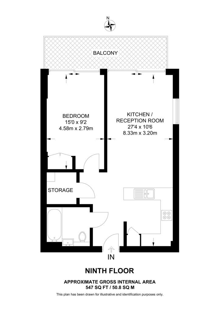 1 bedroom flat to rent - floorplan