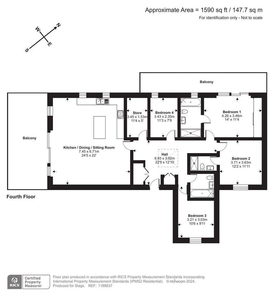 4 bedroom flat for sale - floorplan