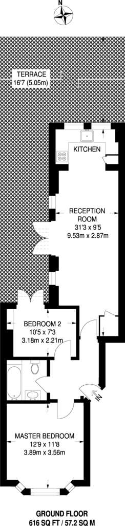 2 bedroom flat to rent - floorplan