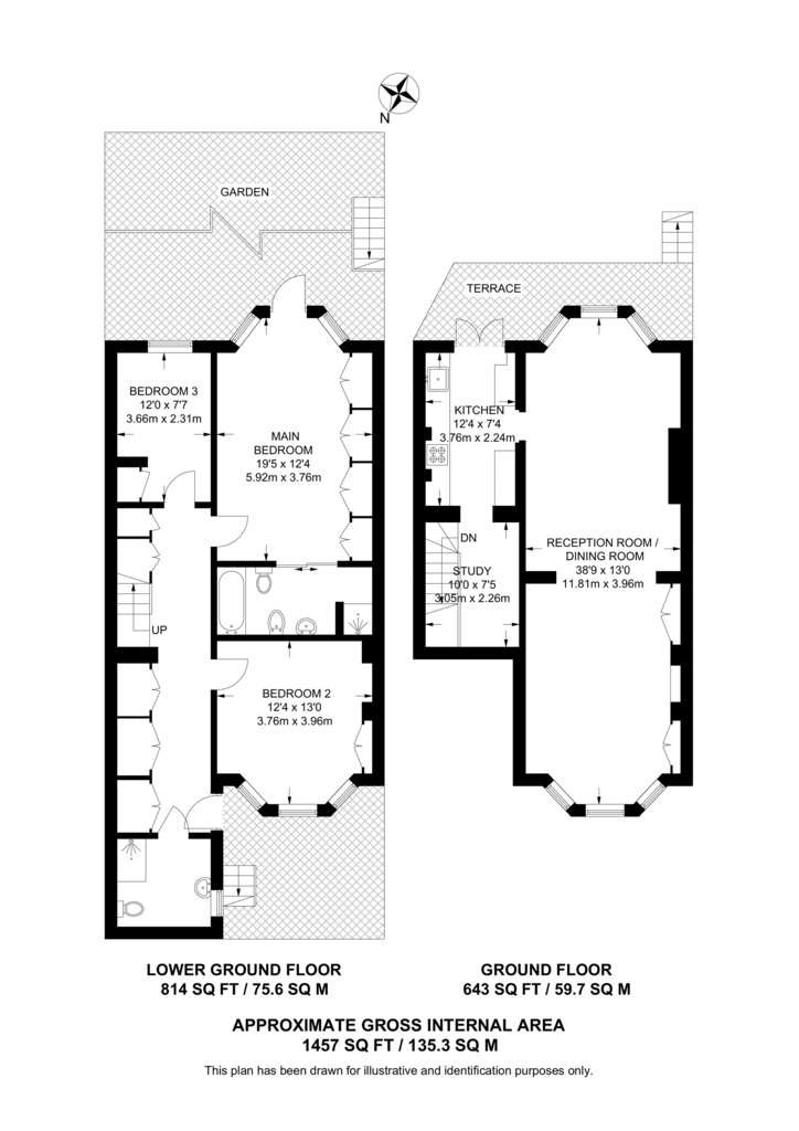 3 bedroom flat to rent - floorplan