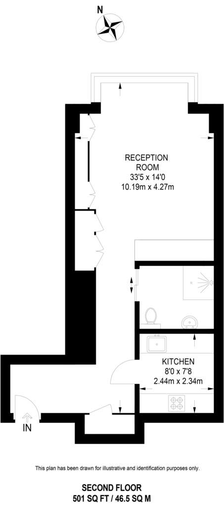 Studio flat to rent - floorplan