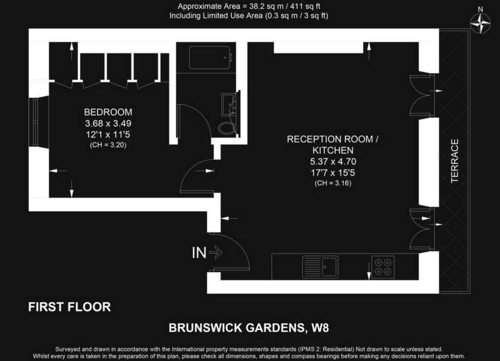 1 bedroom flat to rent - floorplan