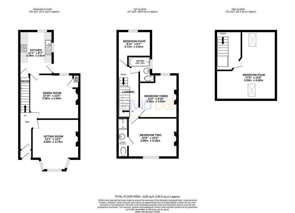 4 bedroom terraced house to rent - floorplan