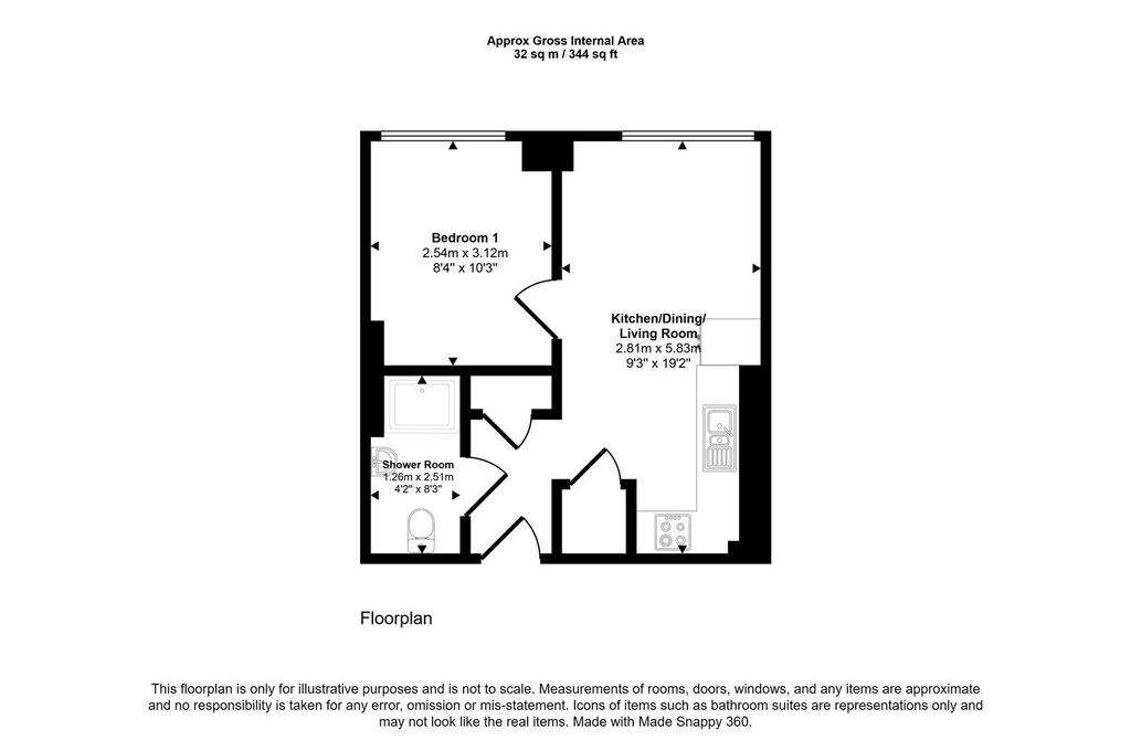 1 bedroom flat for sale - floorplan