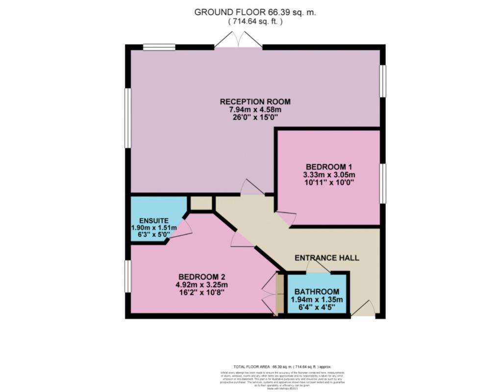 2 bedroom terraced house for sale - floorplan