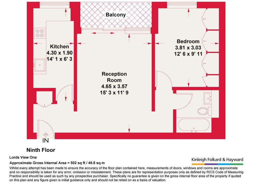 1 bedroom flat to rent - floorplan