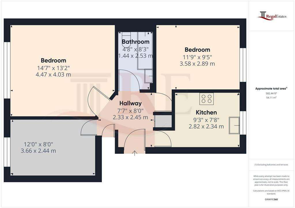 2 bedroom flat to rent - floorplan