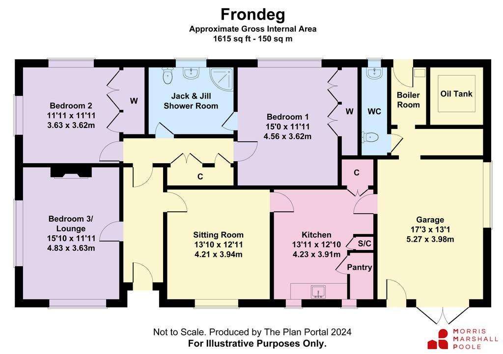 2 bedroom bungalow to rent - floorplan