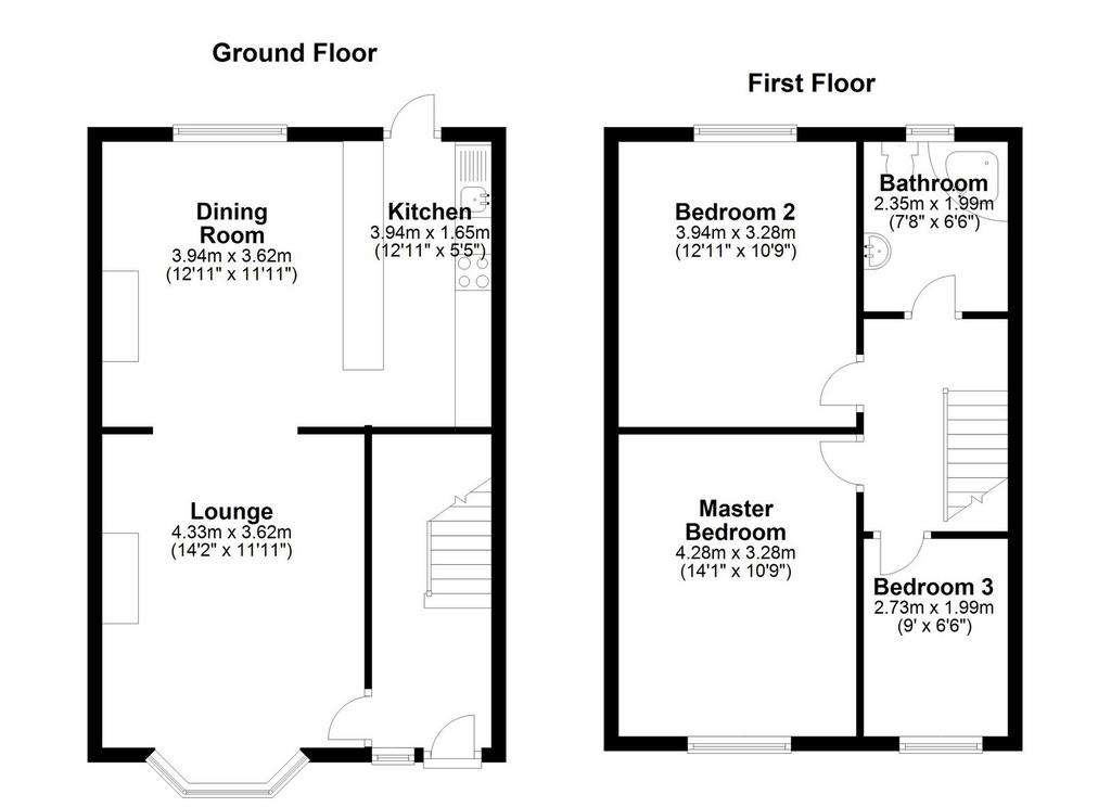 3 bedroom terraced house for sale - floorplan