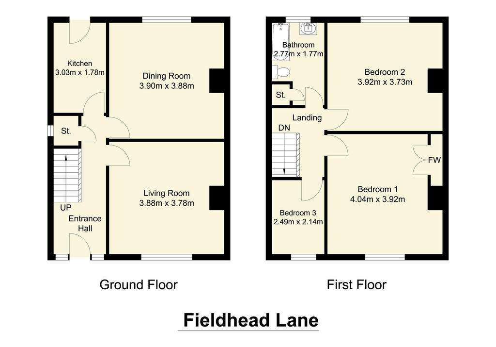 3 bedroom semi-detached house for sale - floorplan