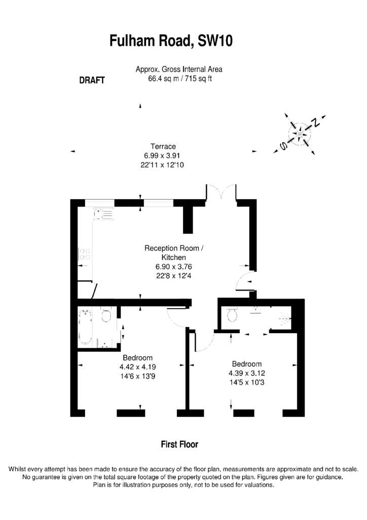 2 bedroom flat to rent - floorplan